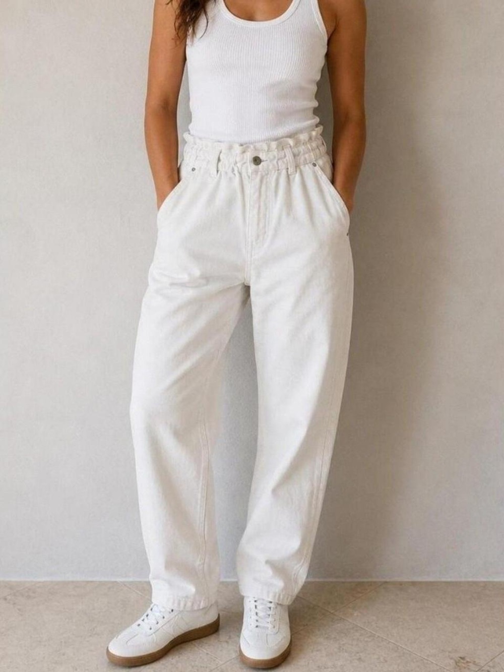 Zara White Straight-Leg Jeans